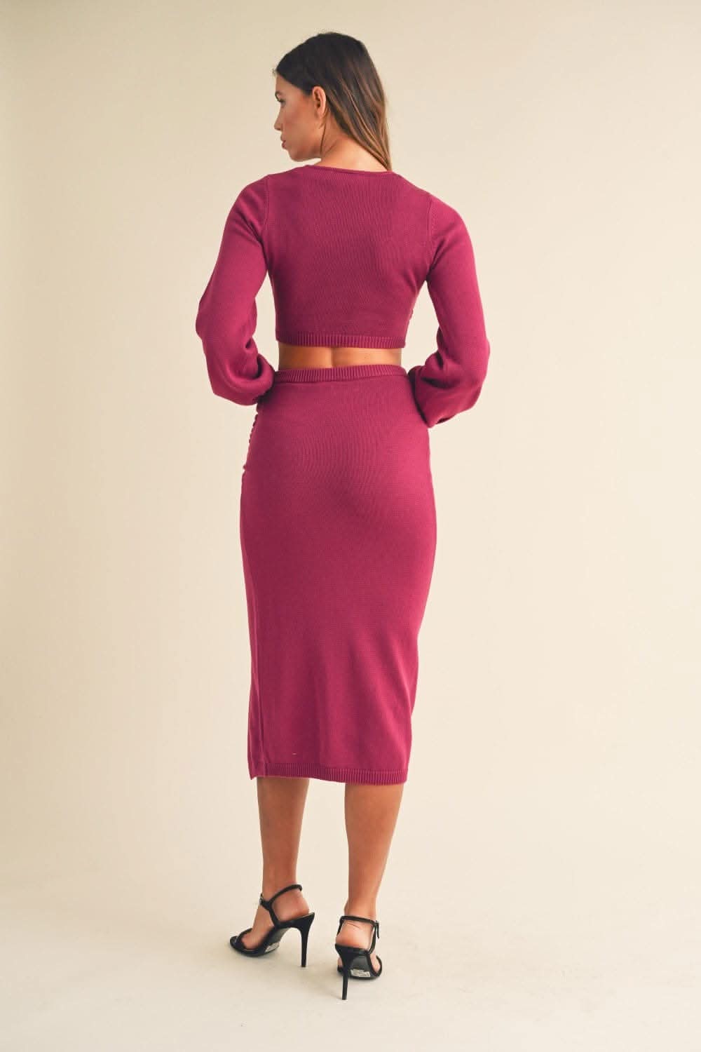 Chic twisted knit top & midi set - Love Salve 