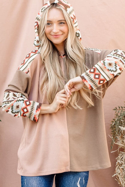 Vibrant hooded waffle top for cozy style - Love Salve 
