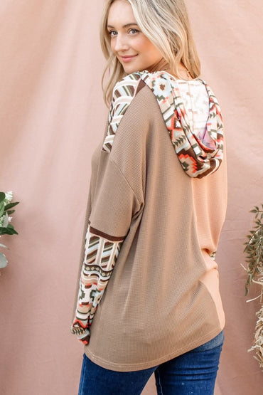 Vibrant hooded waffle top for cozy style - Love Salve 