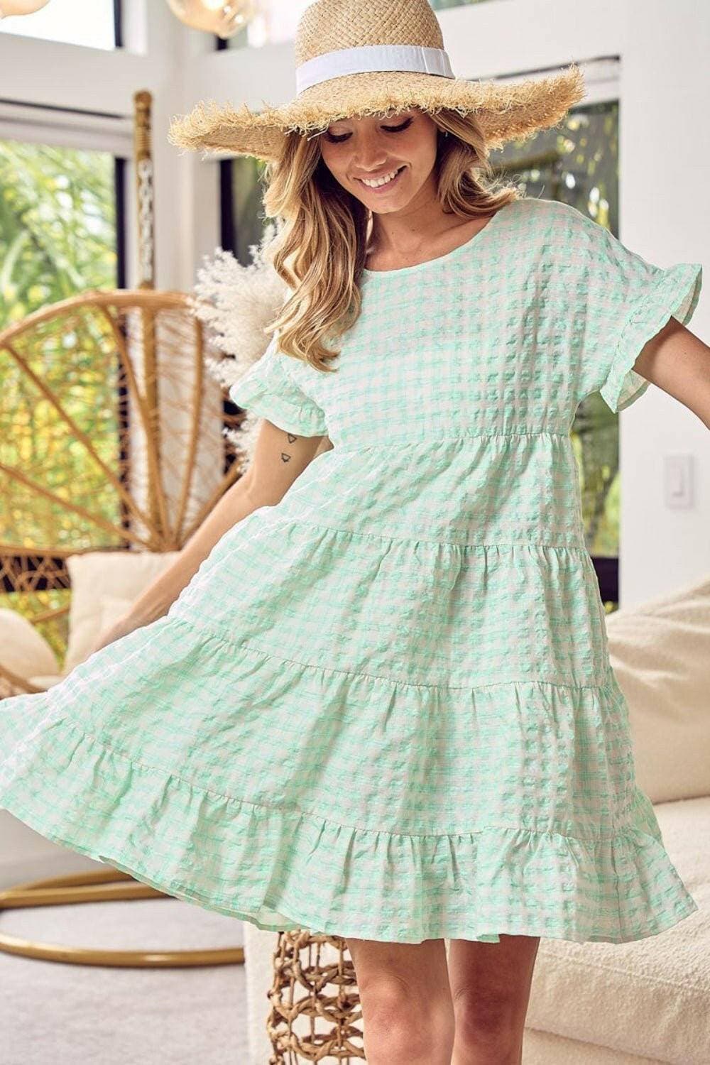 Whimsical Ruffle Tiered Dress with Short Sleeves for Effortless Style - Love Salve 