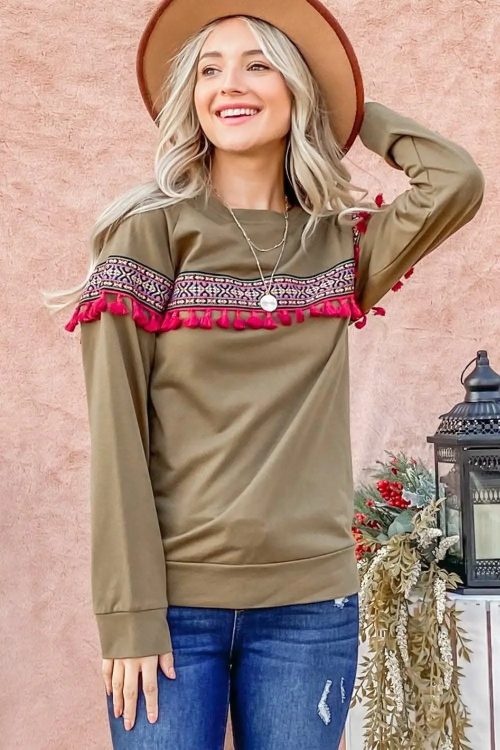 Boho Tassel Trim Top - Ethnic Style - Love Salve 