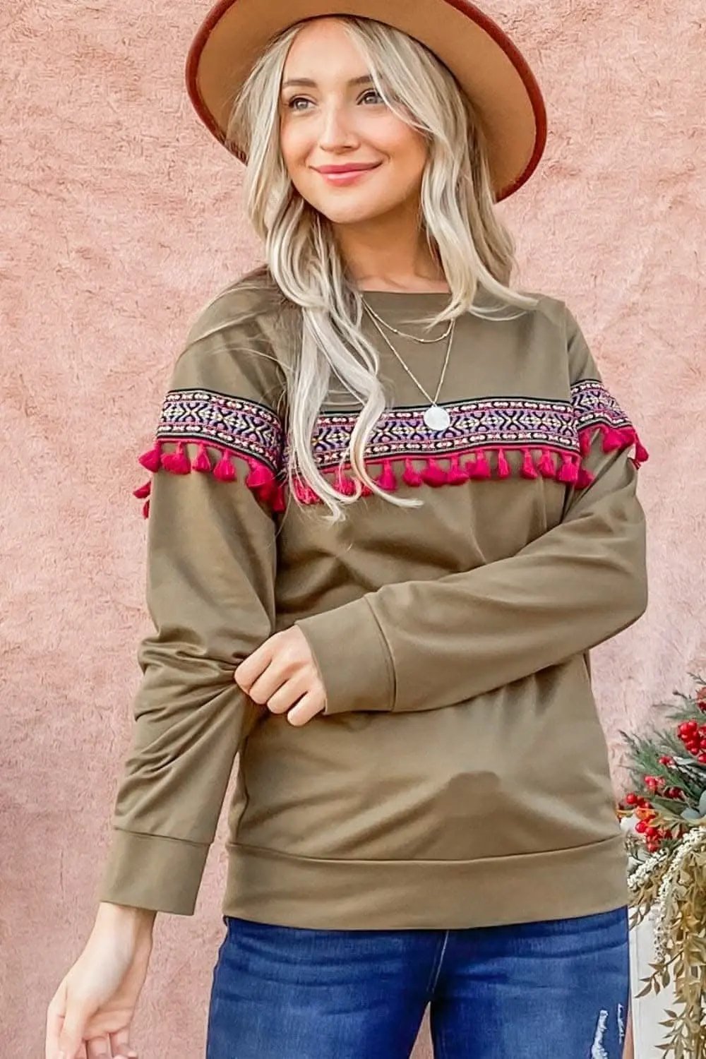 Boho Tassel Trim Top - Ethnic Style - Love Salve 