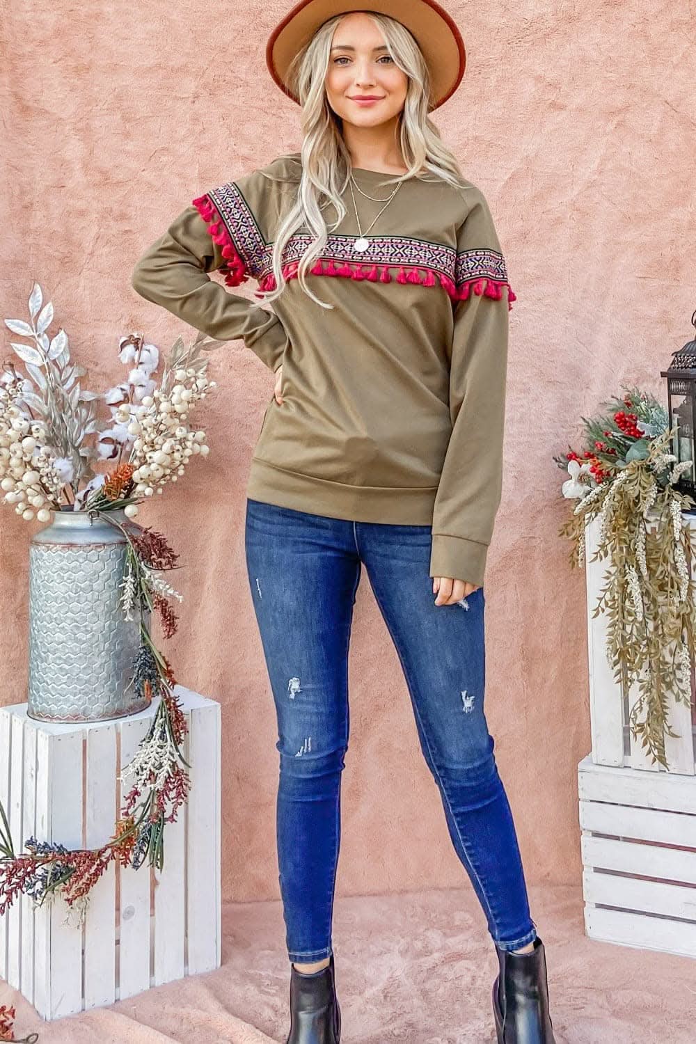 Boho Tassel Trim Top - Ethnic Style - Love Salve 