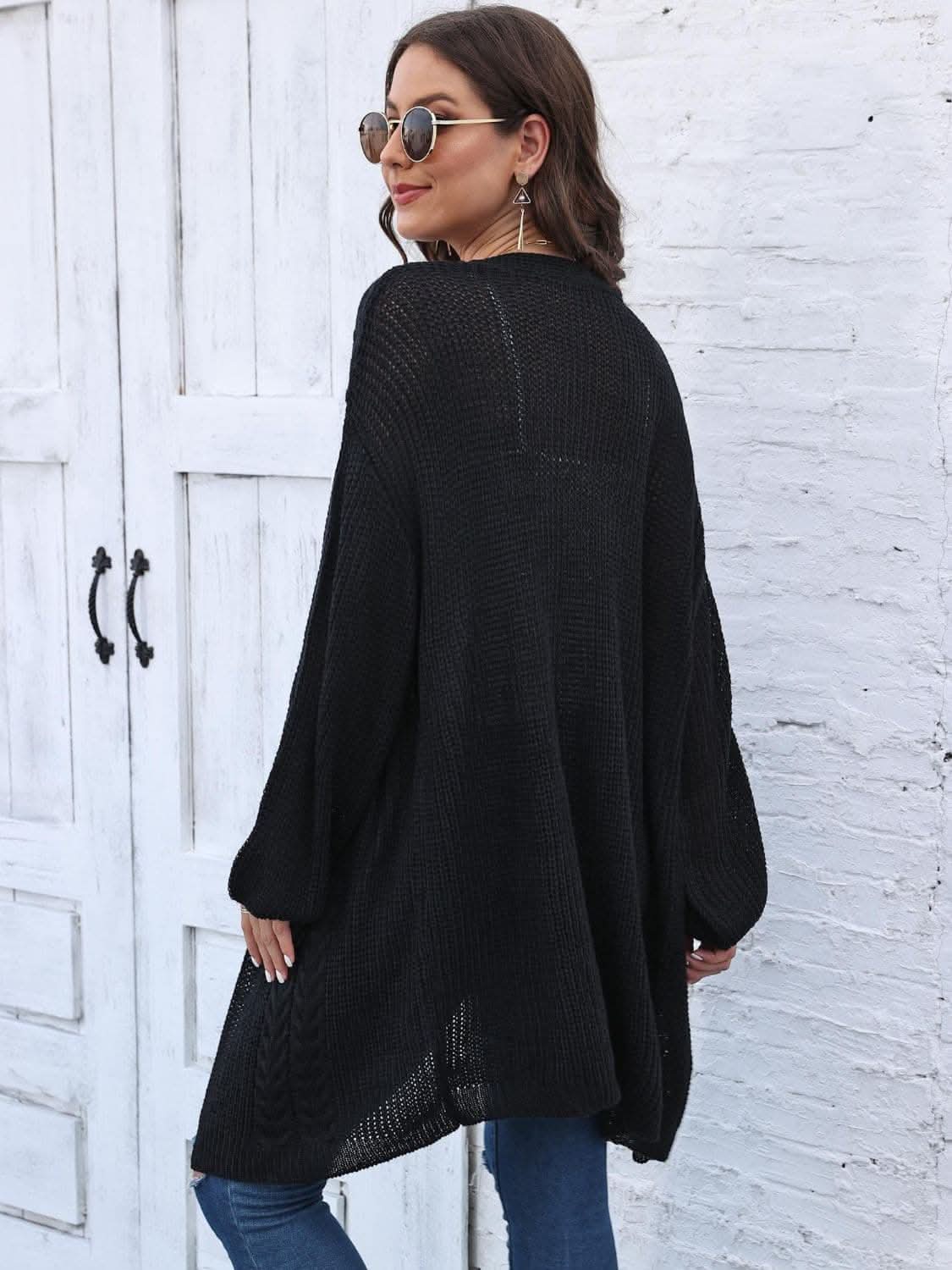 Cozy cable-knit long sleeve cardigan - Love Salve 