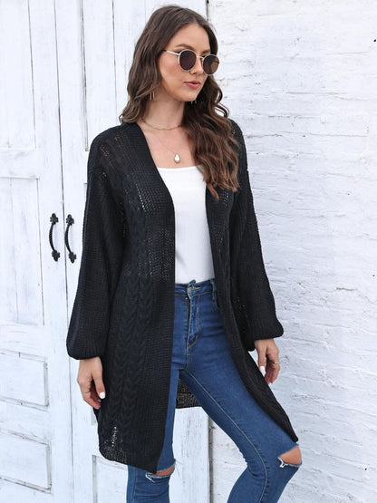 Cozy cable-knit long sleeve cardigan - Love Salve 