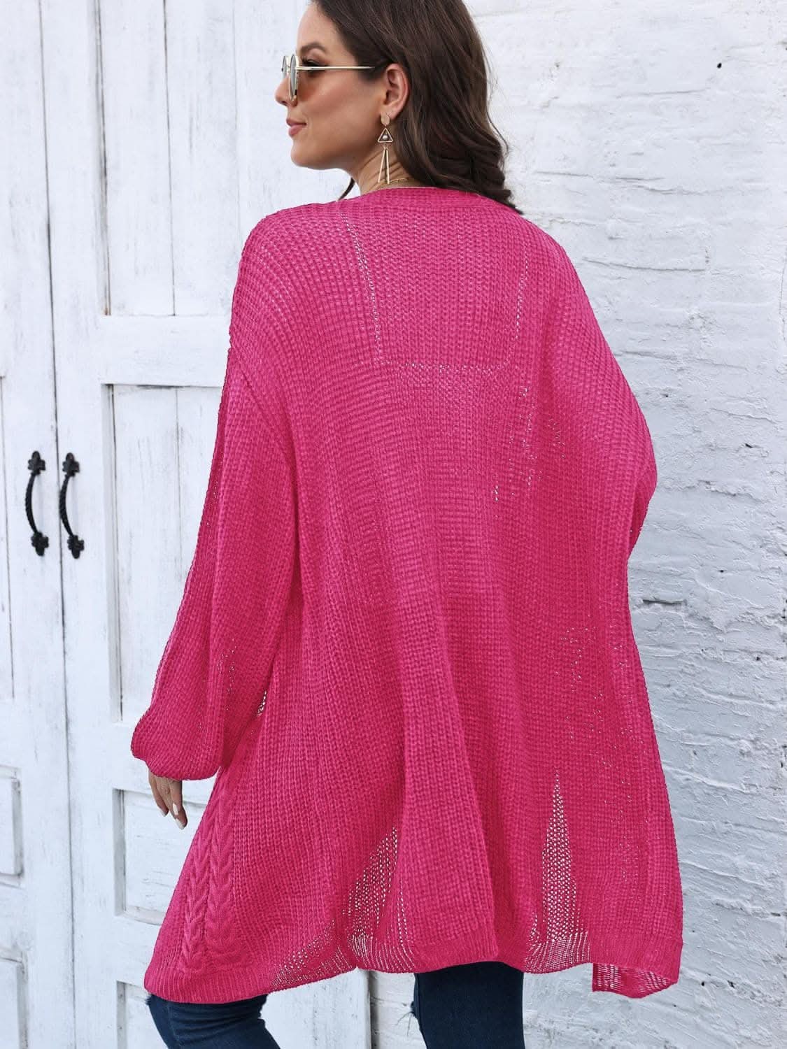 Cozy cable-knit long sleeve cardigan - Love Salve 