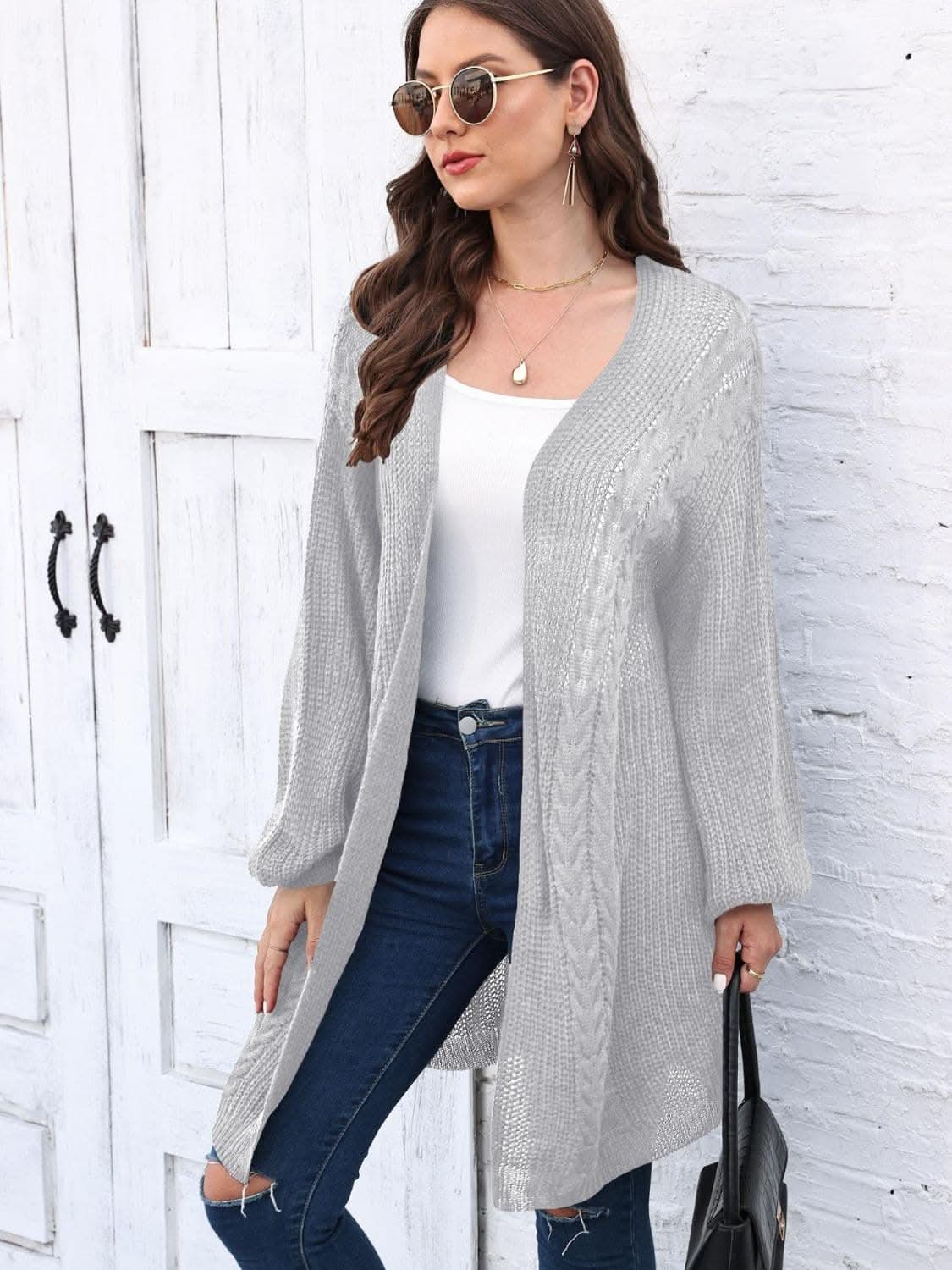 Cozy cable-knit long sleeve cardigan - Love Salve 