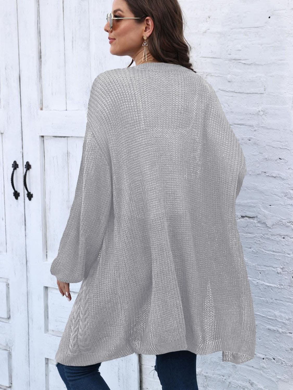 Cozy cable-knit long sleeve cardigan - Love Salve 