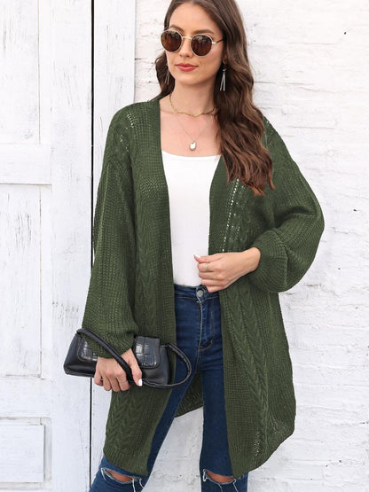 Cozy cable-knit long sleeve cardigan - Love Salve 