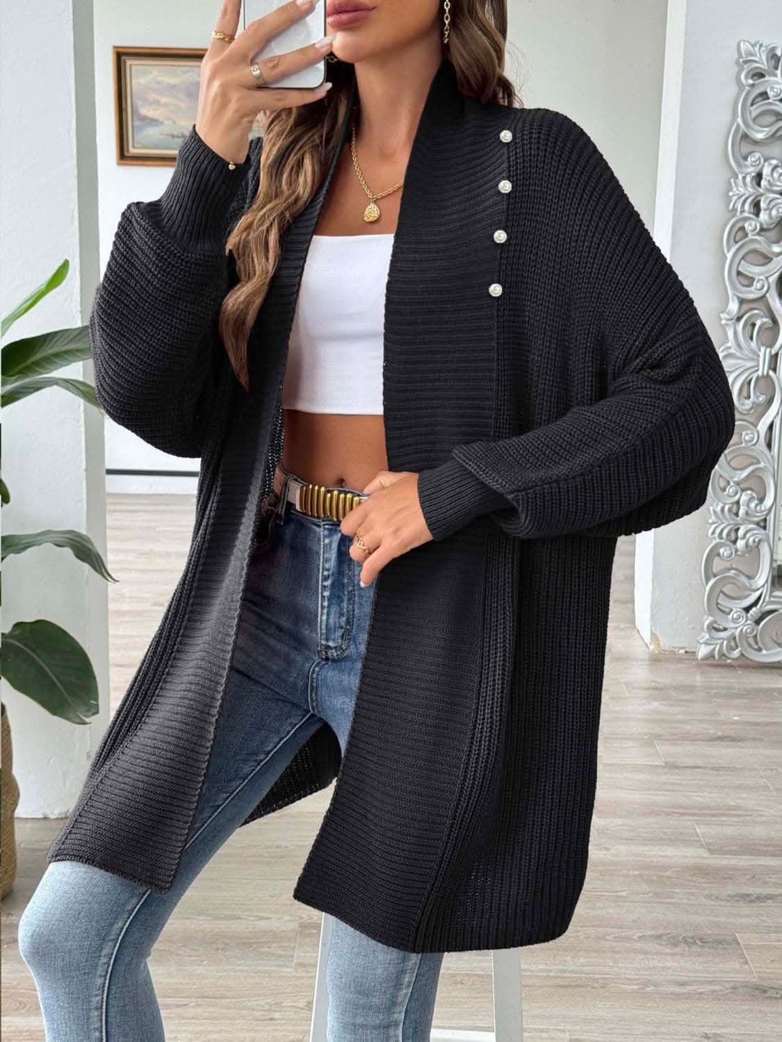 Cozy open front cardigan - 100% acrylic - Love Salve 