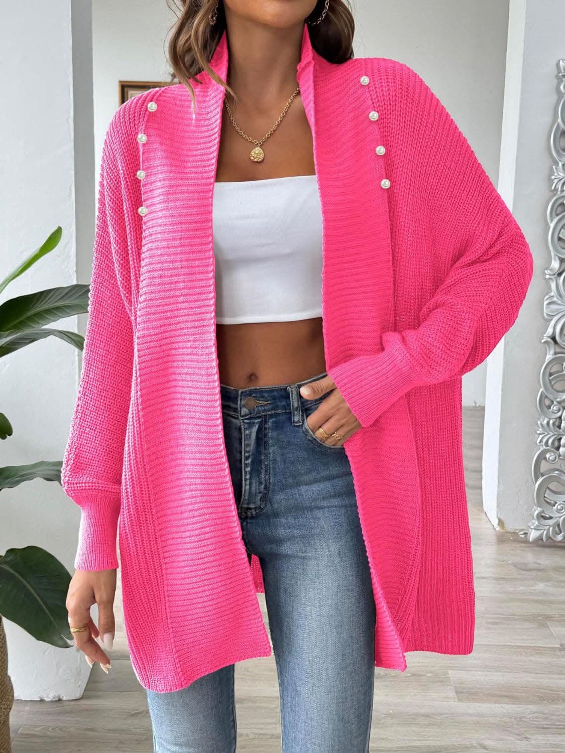 Cozy open front cardigan - 100% acrylic - Love Salve 