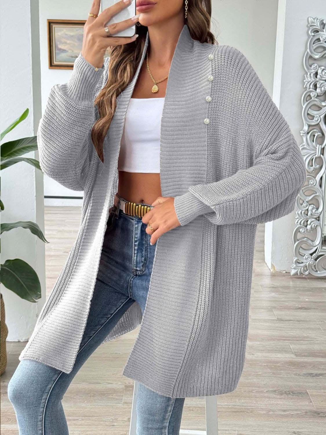 Cozy open front cardigan - 100% acrylic - Love Salve 