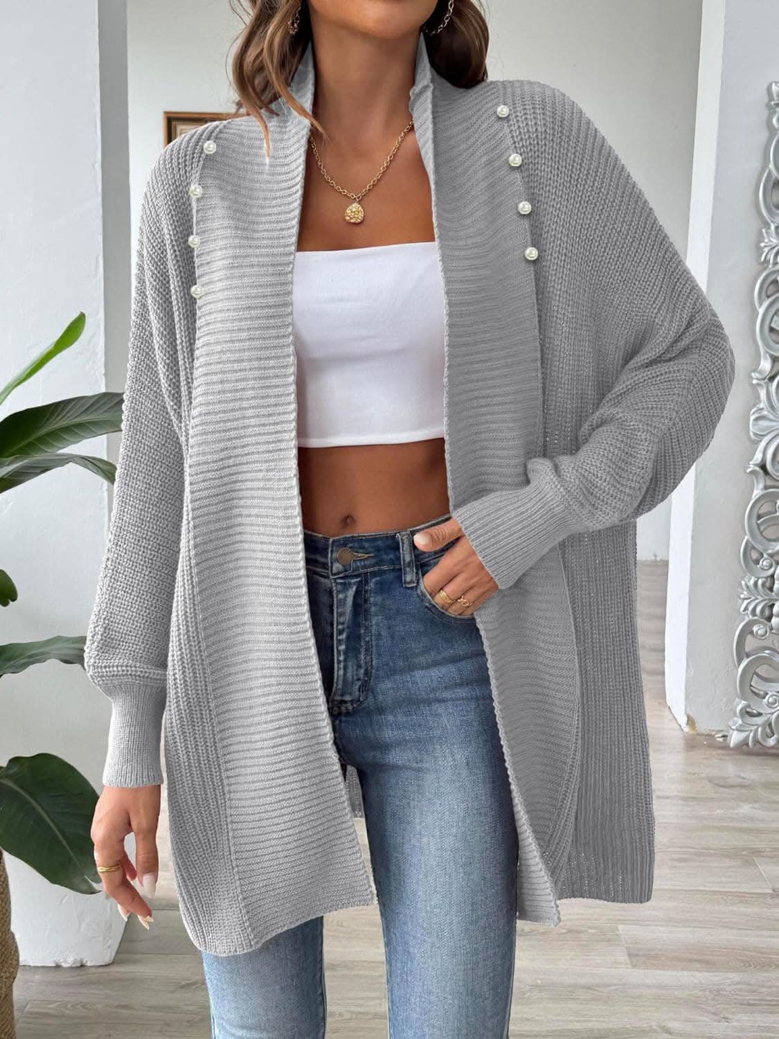 Cozy open front cardigan - 100% acrylic - Love Salve 