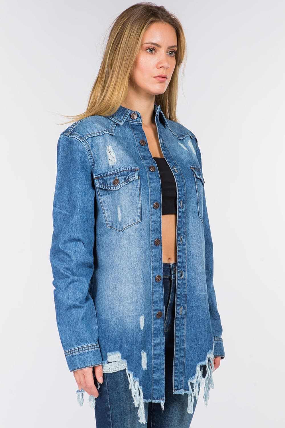 Chic distressed denim jacket - Love Salve 
