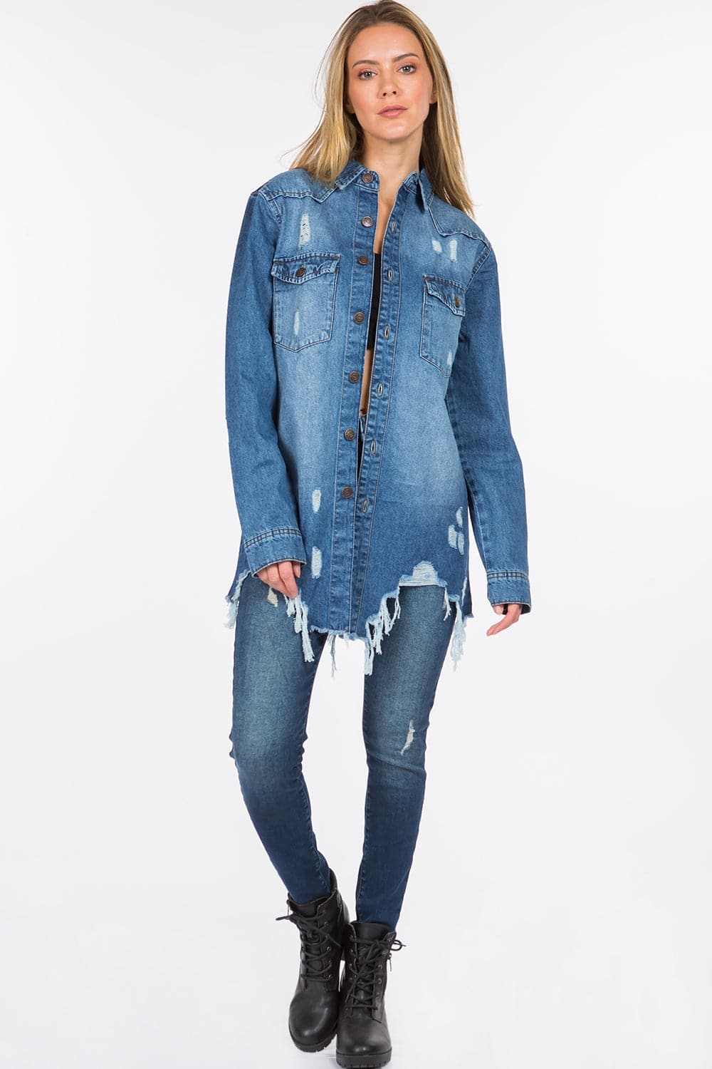 Chic distressed denim jacket - Love Salve 