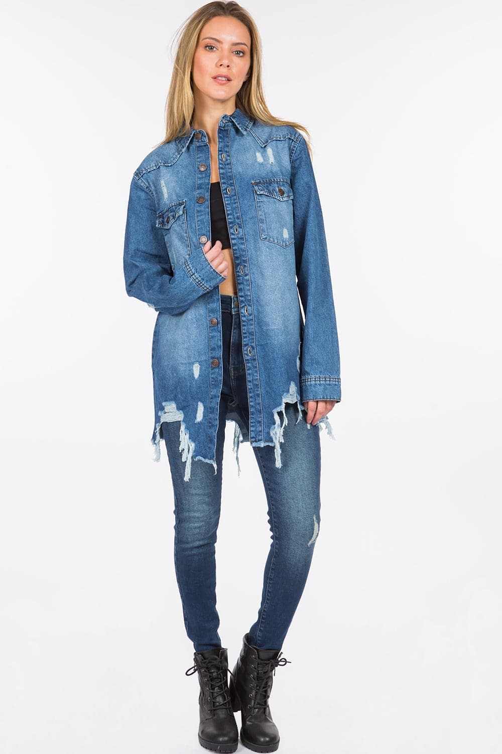 Chic distressed denim jacket - Love Salve 