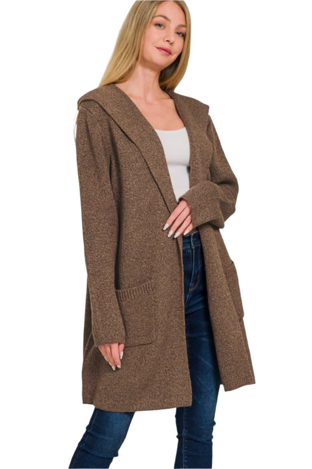 Zenana cozy hooded cardigan - Love Salve 