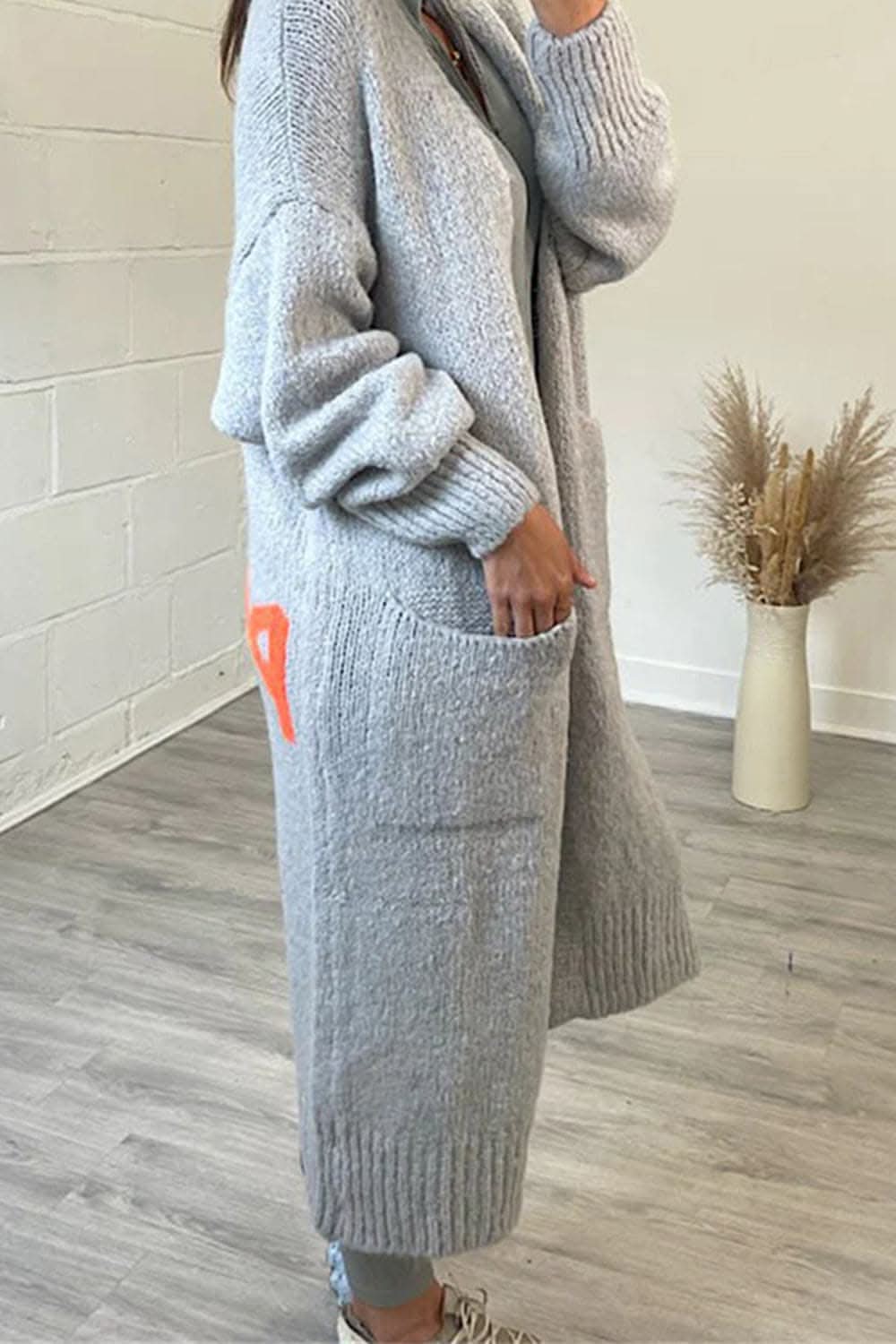 Pocketed long sleeve cardigan - Love Salve 