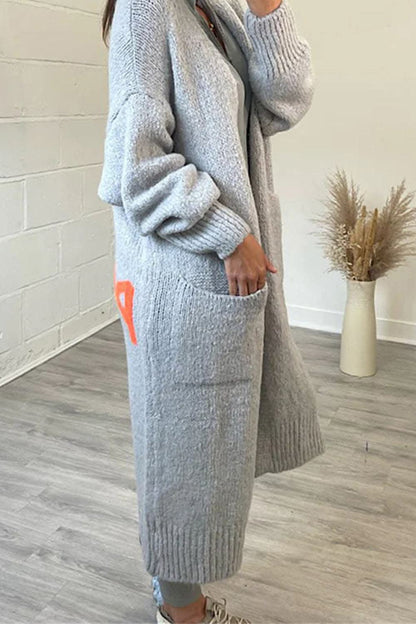 Pocketed long sleeve cardigan - Love Salve 