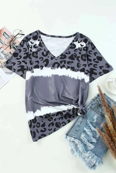 Leopard Print V-Neck Tee - Love Salve 