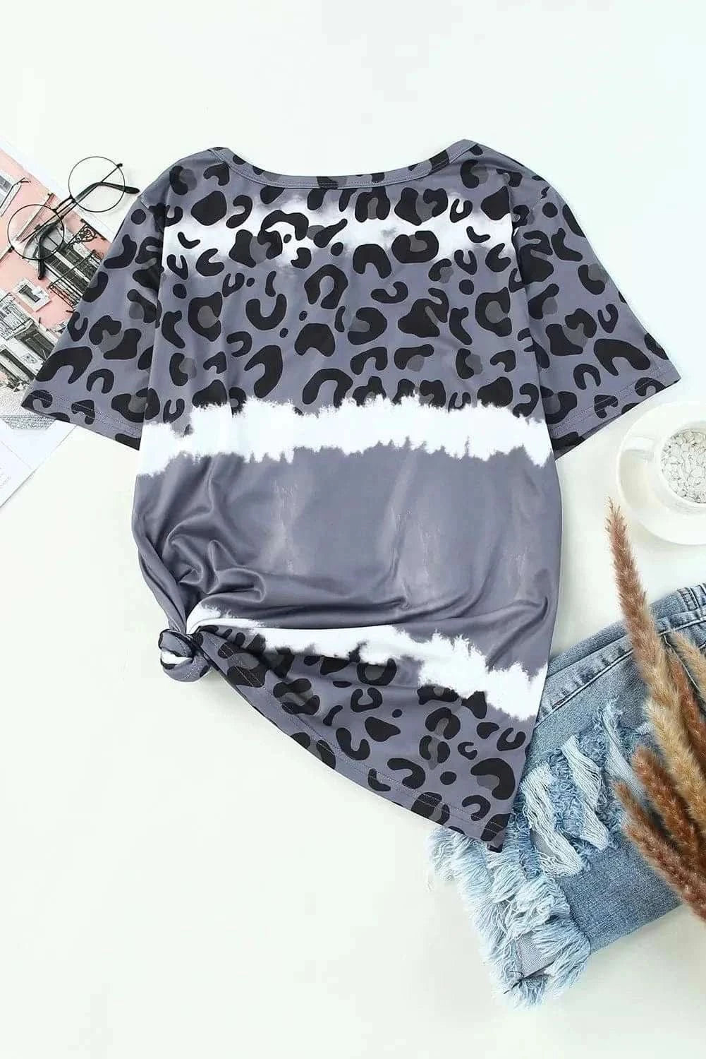 Leopard Print V-Neck Tee - Love Salve 