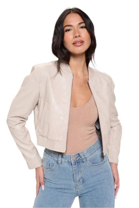Chic vegan leather bomber jacket - Love Salve 