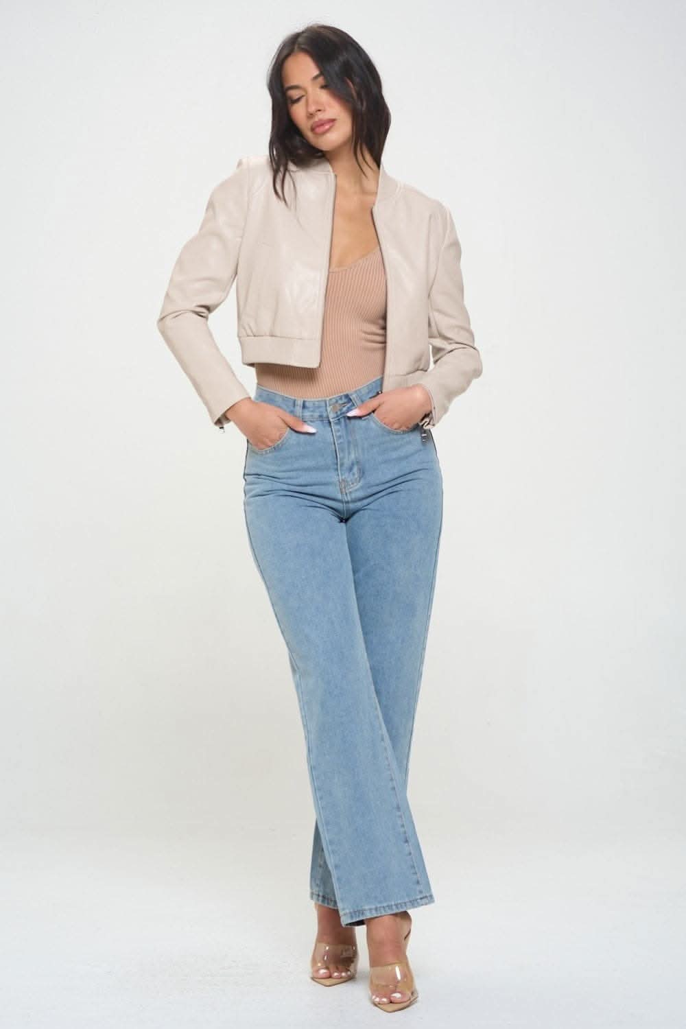 Chic vegan leather bomber jacket - Love Salve 