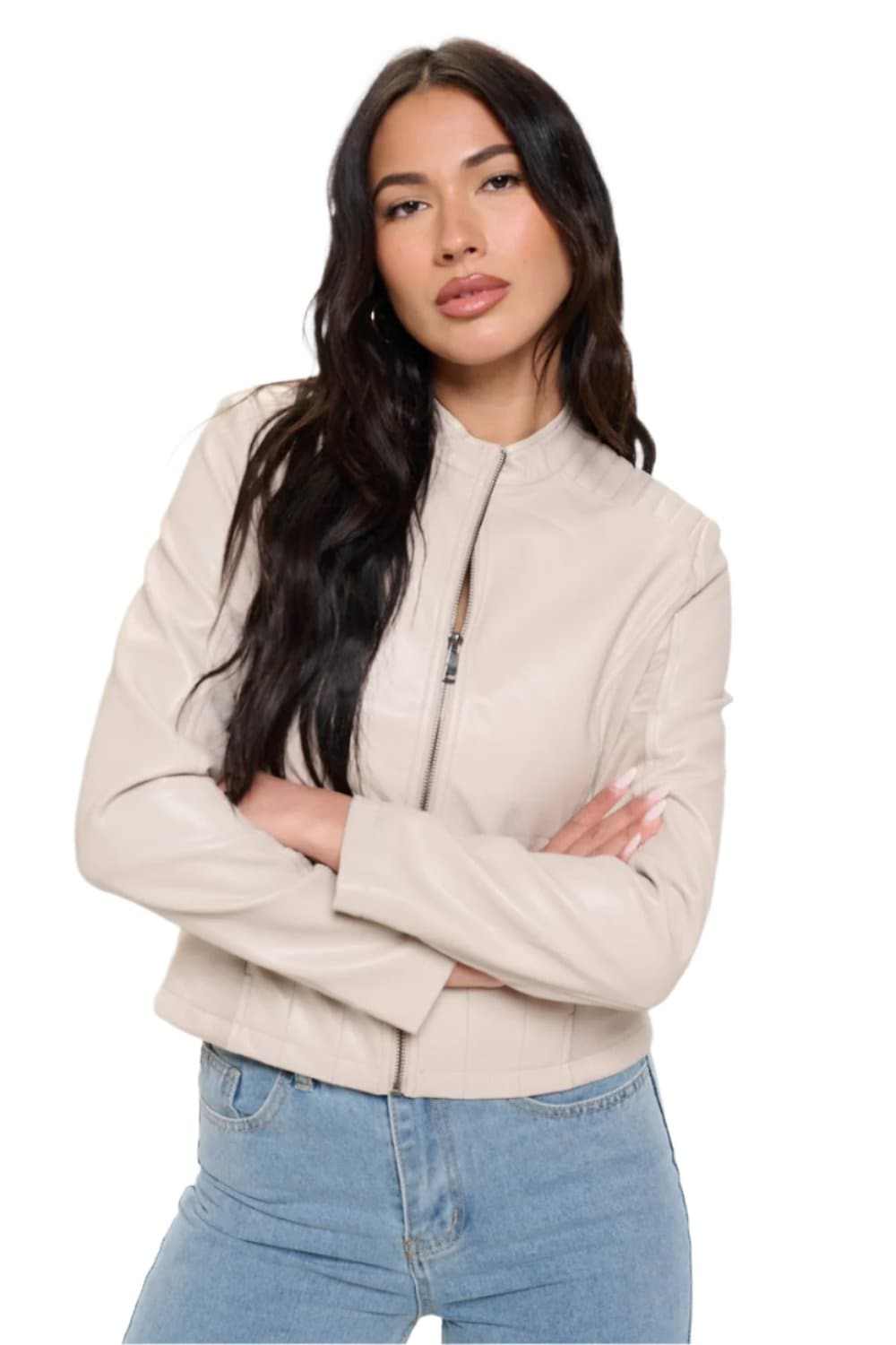 Chic vegan leather moto jacket - Love Salve 