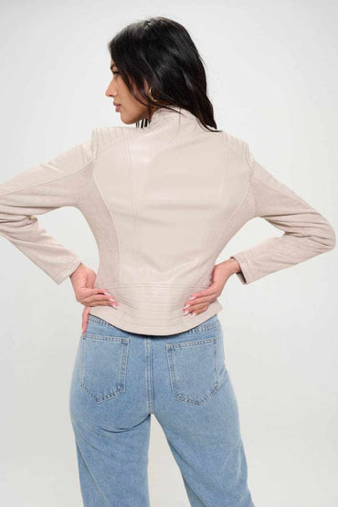 Chic vegan leather moto jacket - Love Salve 