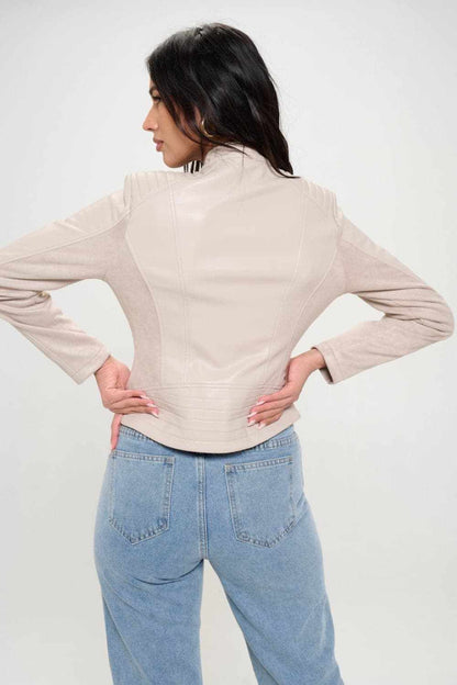 Chic vegan leather moto jacket - Love Salve 