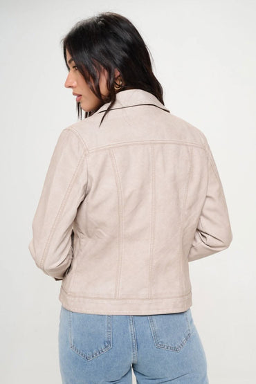 Chic vegan leather cargo shacket - Love Salve 