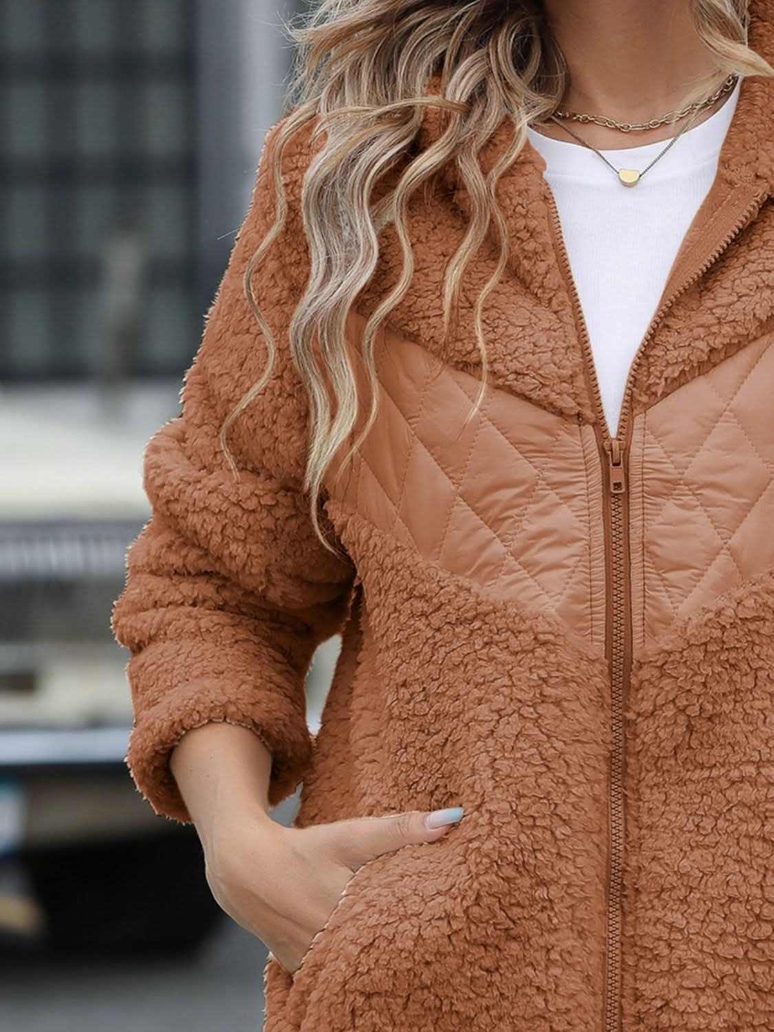 Cozy fleece hooded jacket with pockets - Love Salve 