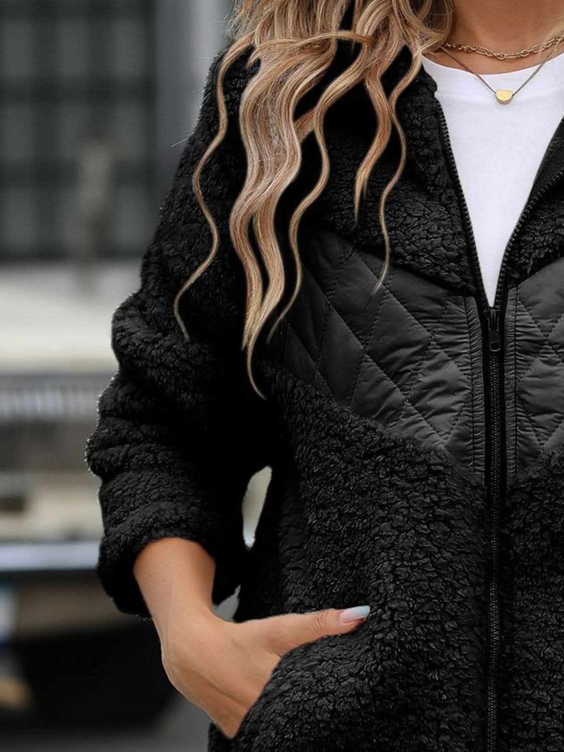 Cozy fleece hooded jacket with pockets - Love Salve 