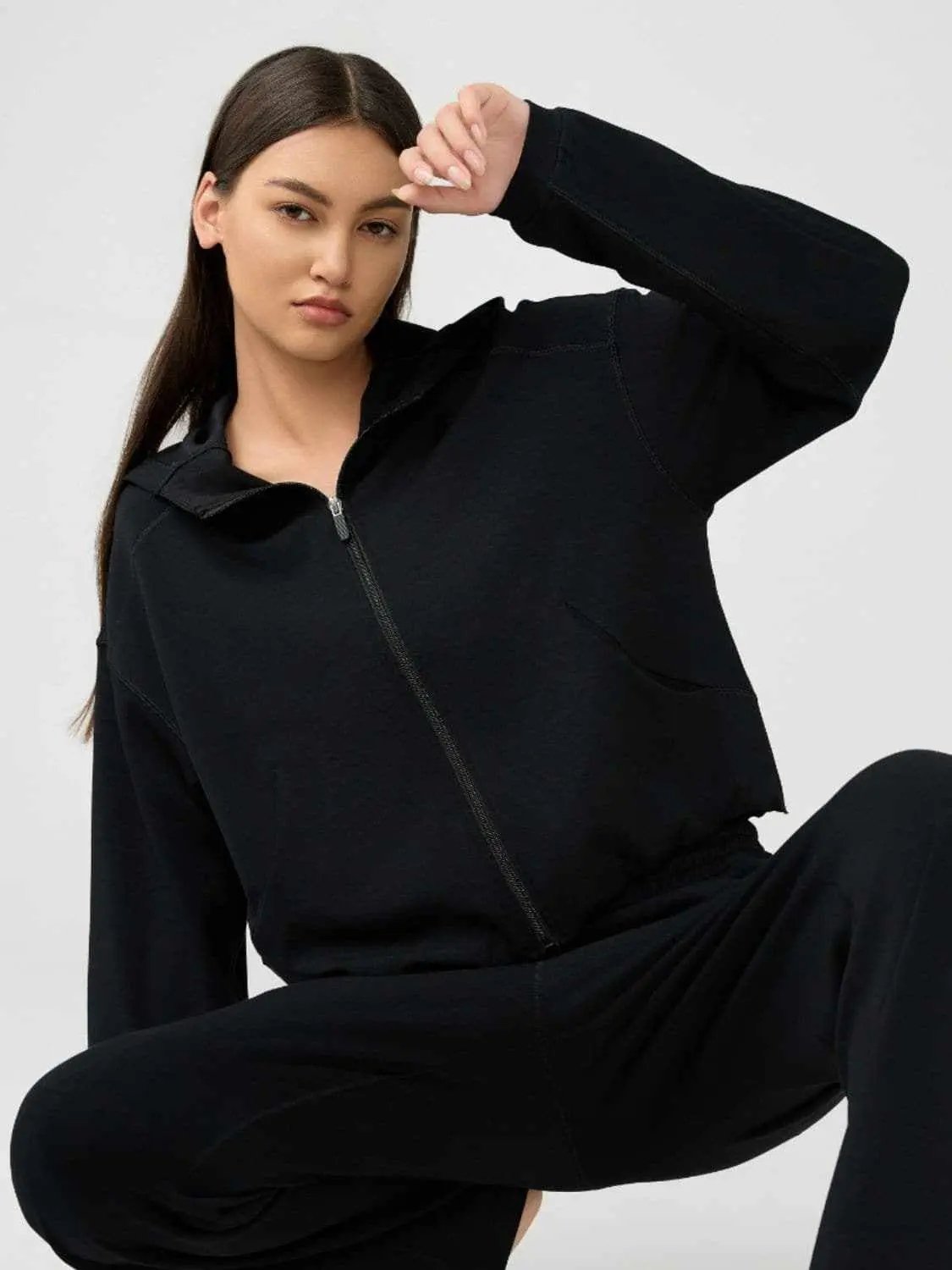 Hooded zip sweatshirt with pockets - Love Salve 