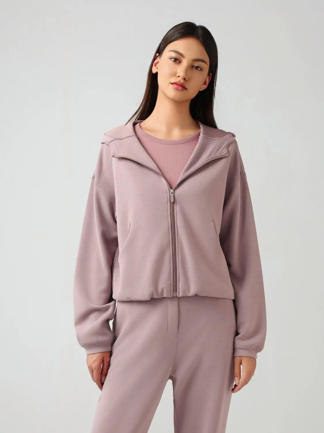 Hooded zip sweatshirt with pockets - Love Salve 