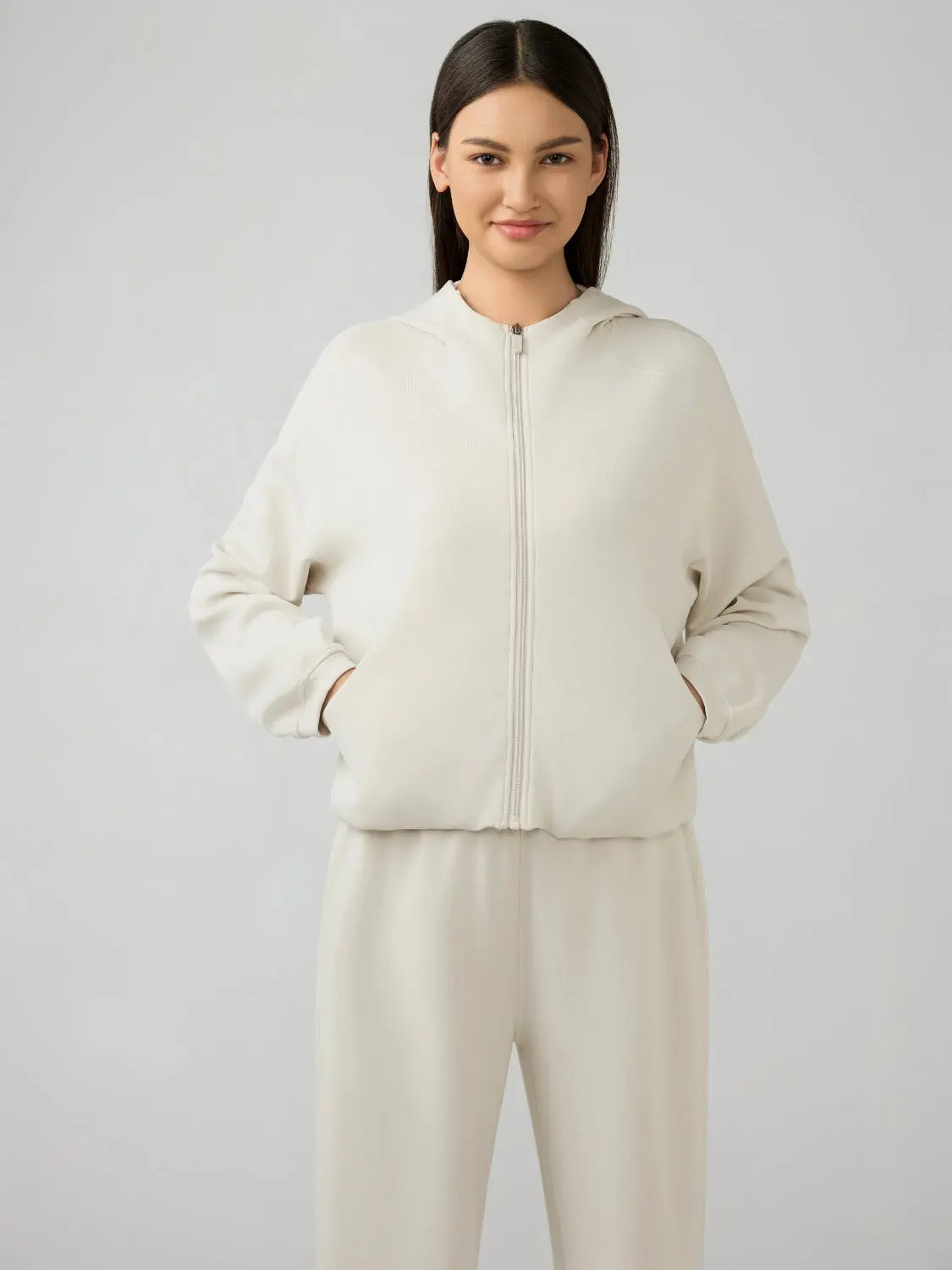 Hooded zip sweatshirt with pockets - Love Salve 