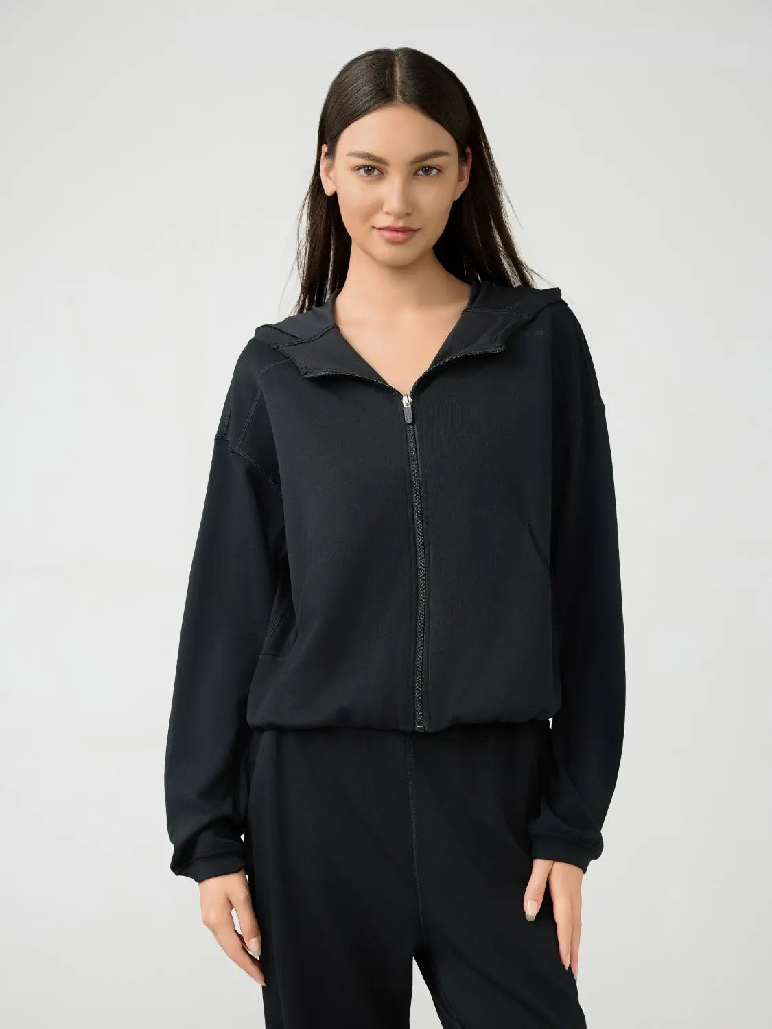 Hooded zip sweatshirt with pockets - Love Salve 
