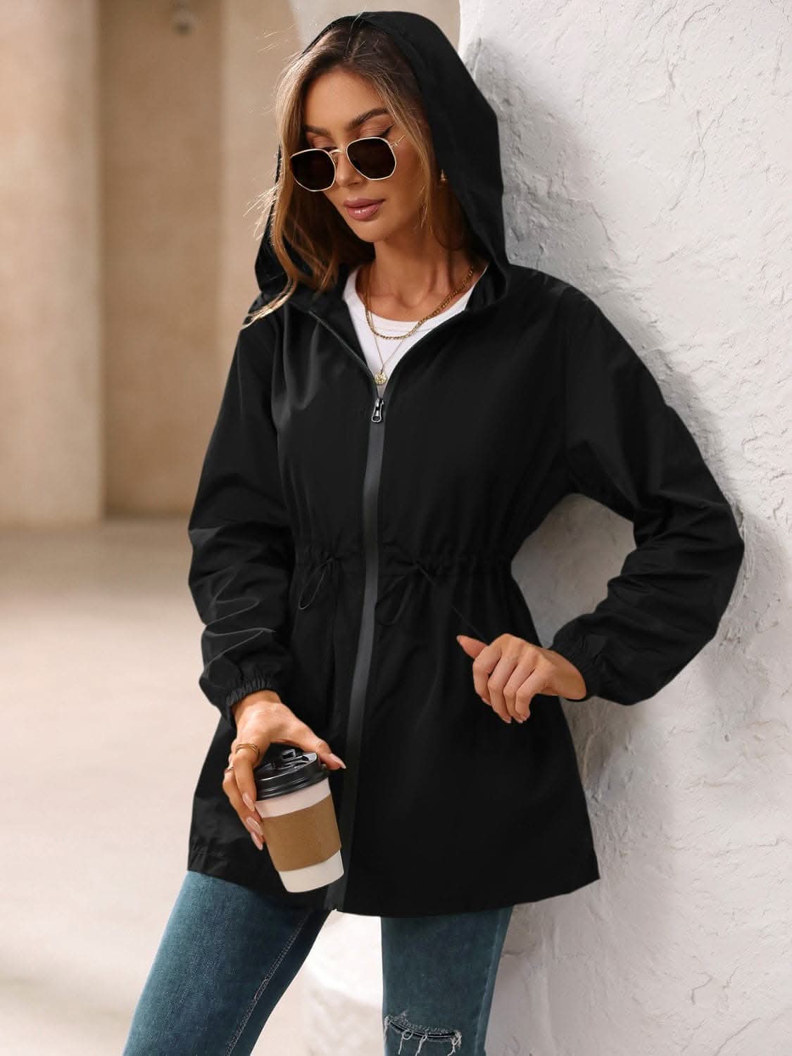 Waterproof hooded windbreaker - Love Salve 