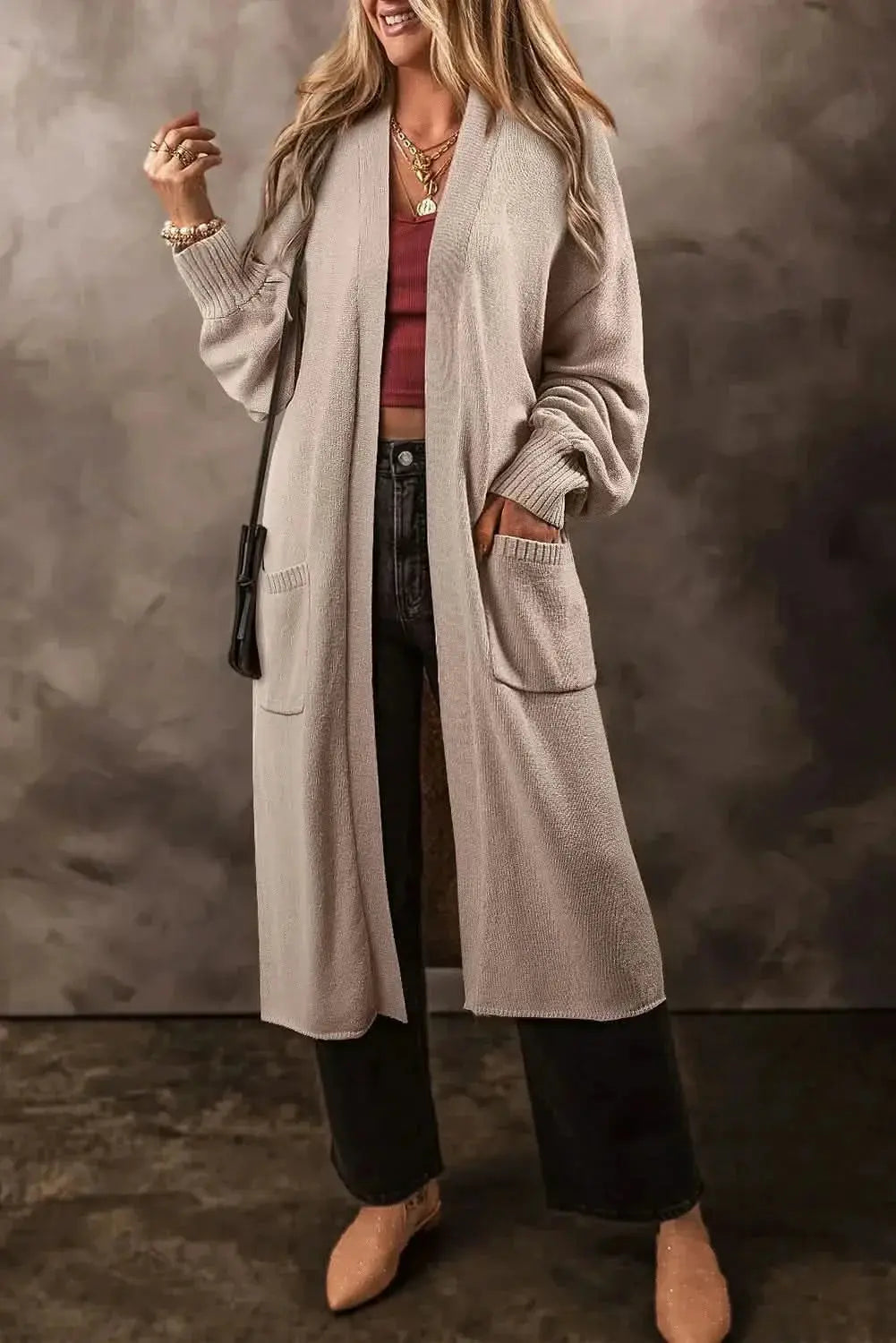 Cozy Long Sleeve Cardigan with Pockets - Love Salve 