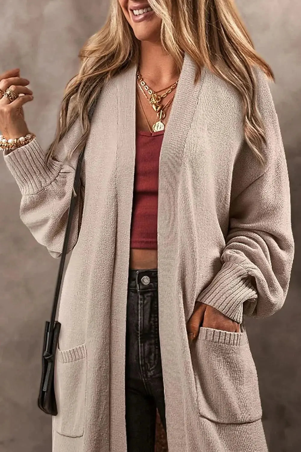 Cozy Long Sleeve Cardigan with Pockets - Love Salve 