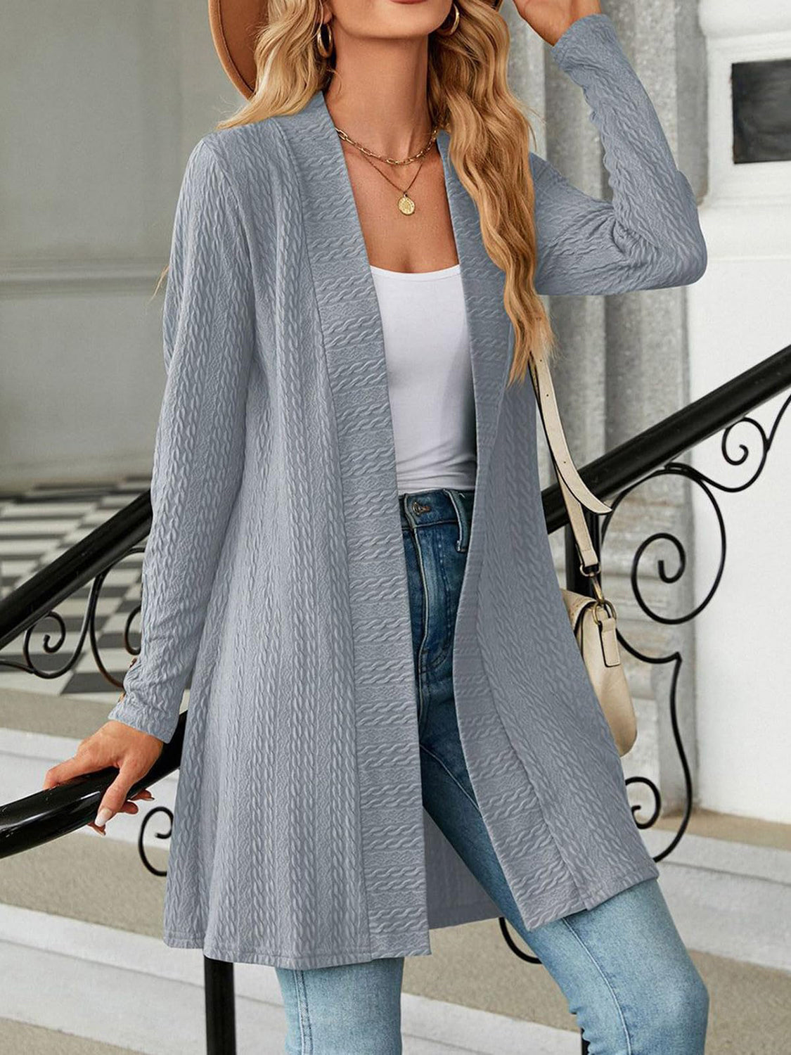 Chic long sleeve cardigan with buttons - Love Salve 