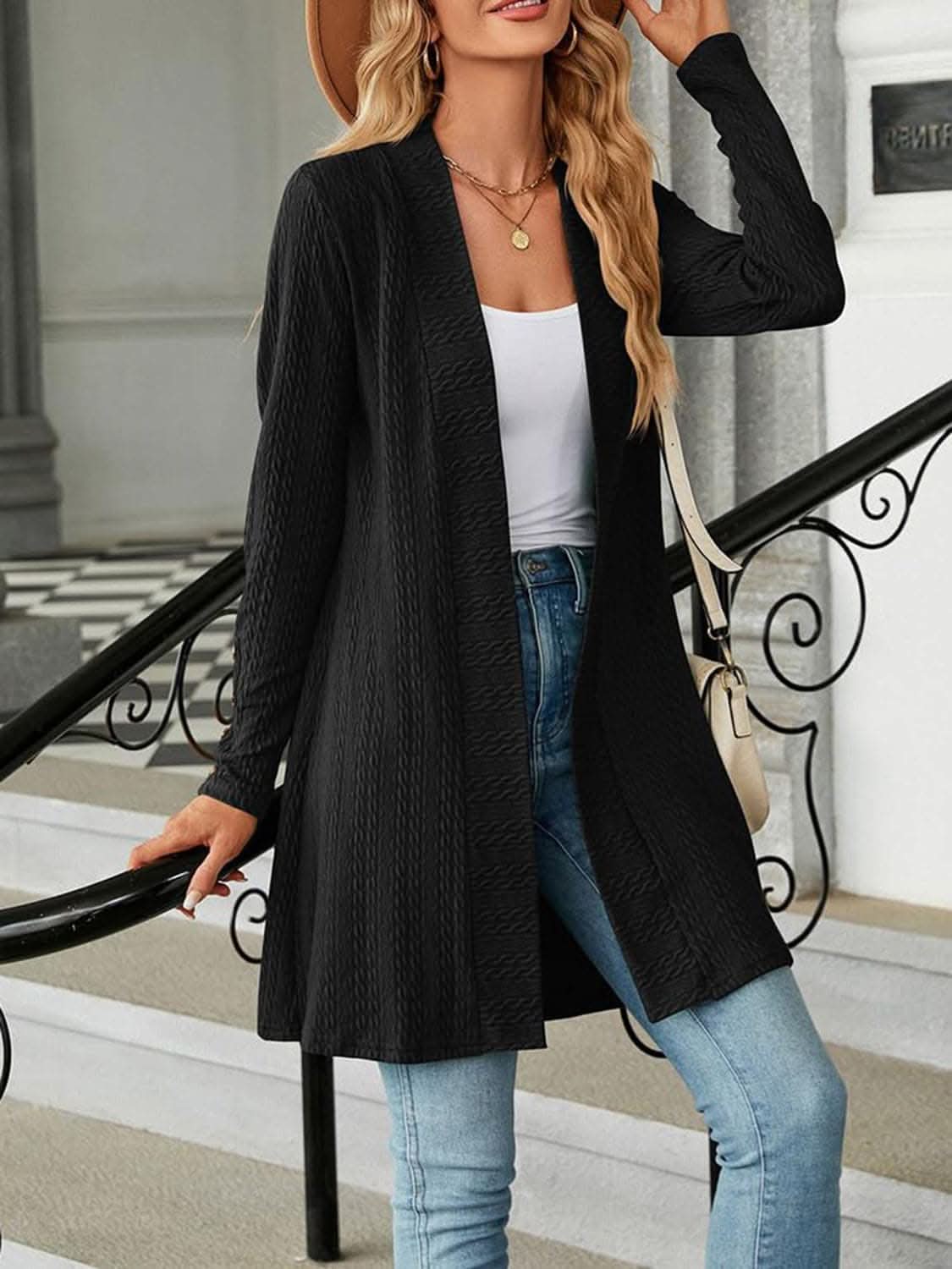Chic long sleeve cardigan with buttons - Love Salve 