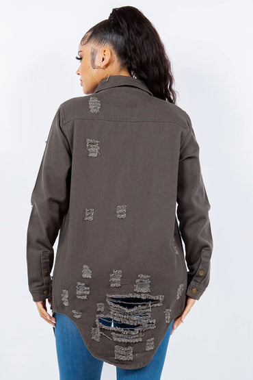 Stylish distressed denim jacket - Love Salve 