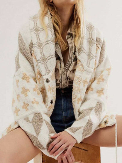 Chic long sleeve button-up cardigan - Love Salve 