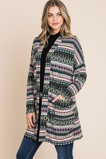 Chic geometric cardigan with pockets - Love Salve 