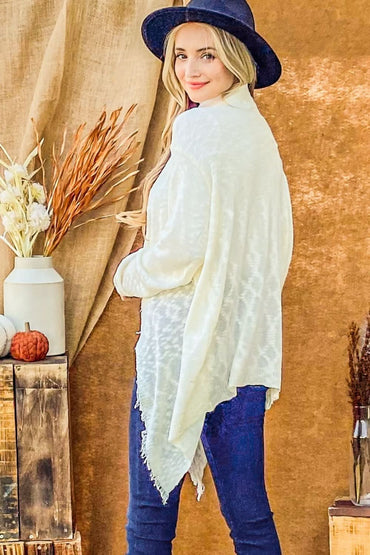 Textured knit fringe cardigan - Love Salve 