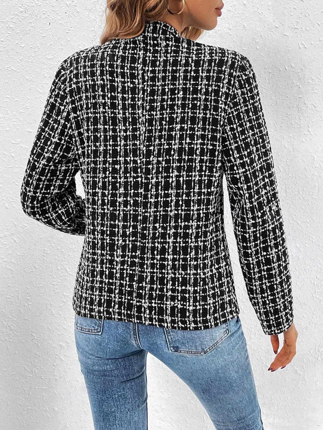 Chic plaid long sleeve jacket - Love Salve 
