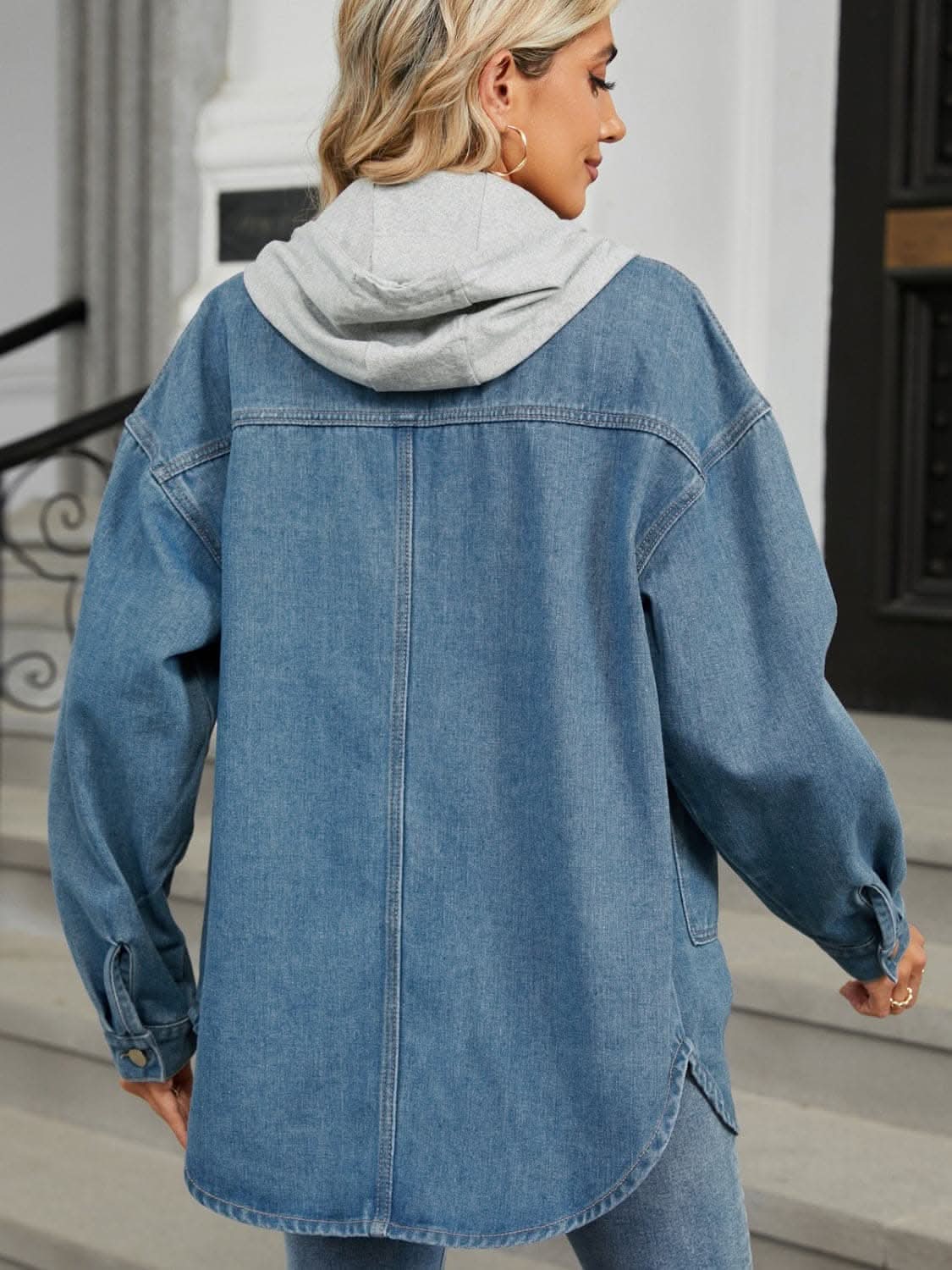 Chic removable hooded denim jacket - Love Salve 