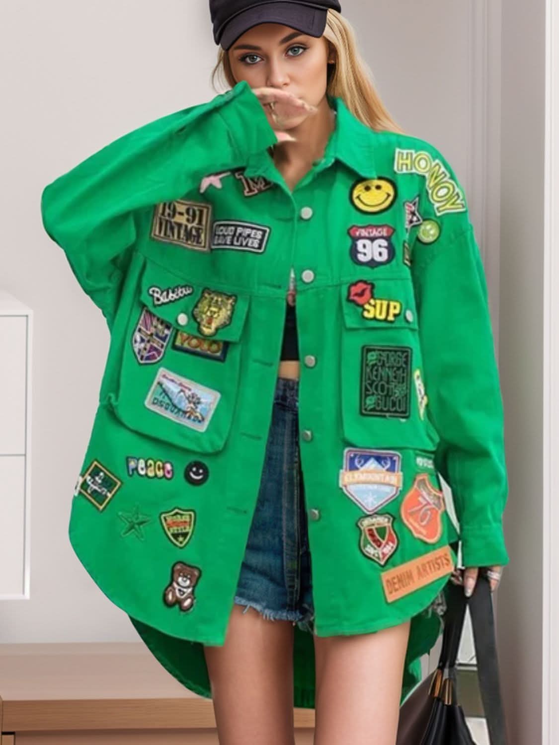 Embroidered denim jacket - long sleeves - Love Salve 