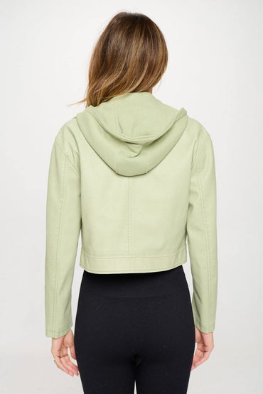 Chic cropped vegan leather jacket - Love Salve 